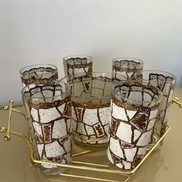 Starlyte.inc Other - Vintage Starlyte 6 -1960s High Ball Drink glasses Ice Bucket Textured Mosaic